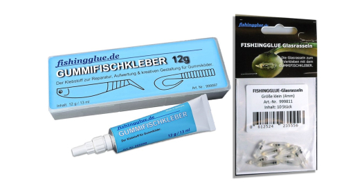 FISHINGGLUE-Glass Rattles small (4 mm) + Soft Bait Glue 12g (ca. 1/2 oz.)